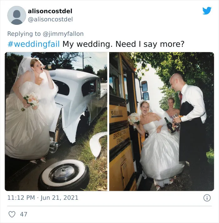 Jimmy Fallon Asks People To Share The Worst Wedding Fails They’ve Seen, And Here Are 40 Responses (New Pics)