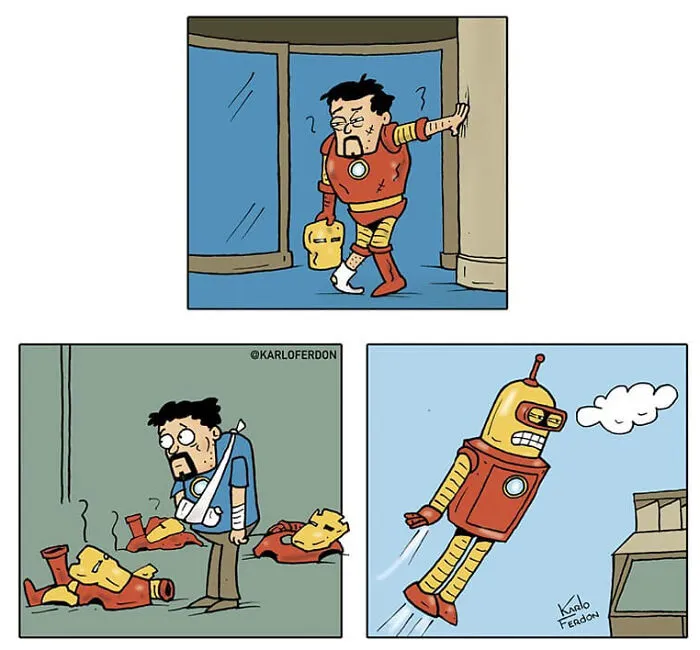 Este dibujante muestra lo que hacen los superhéroes en su tiempo libre sin decir una palabra (30 nuevos cómics)