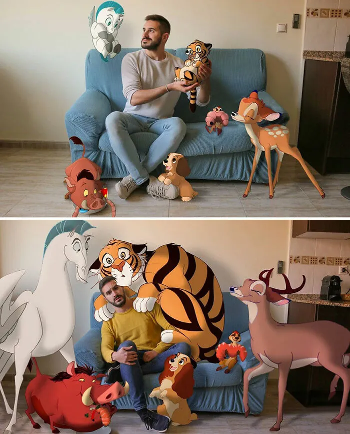 Este hombre sigue colocando personajes de Disney en sus fotos y los resultados son divertidísimos (30 nuevas fotos)