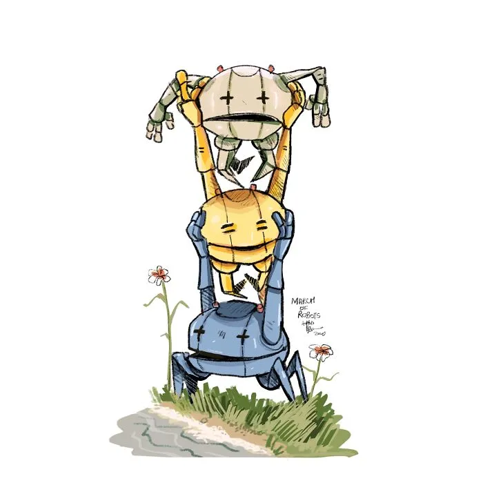 I Wanted To Step Out Of My Comfort Zone, So I Took The 'March Of Robots' Challenge (31 Drawings)