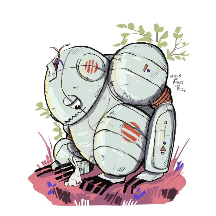 I Wanted To Step Out Of My Comfort Zone, So I Took The 'March Of Robots' Challenge (31 Drawings)