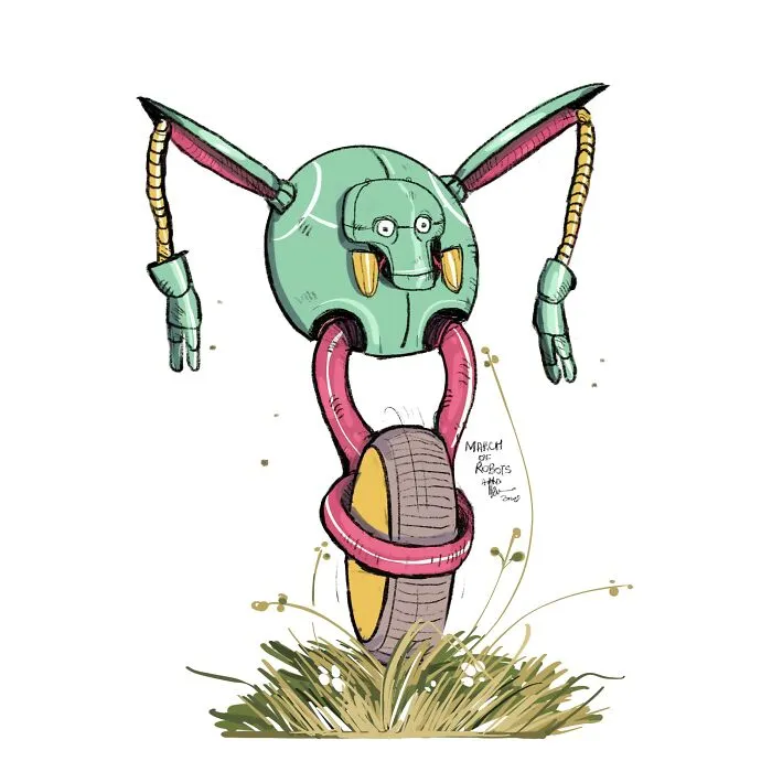 I Wanted To Step Out Of My Comfort Zone, So I Took The 'March Of Robots' Challenge (31 Drawings)