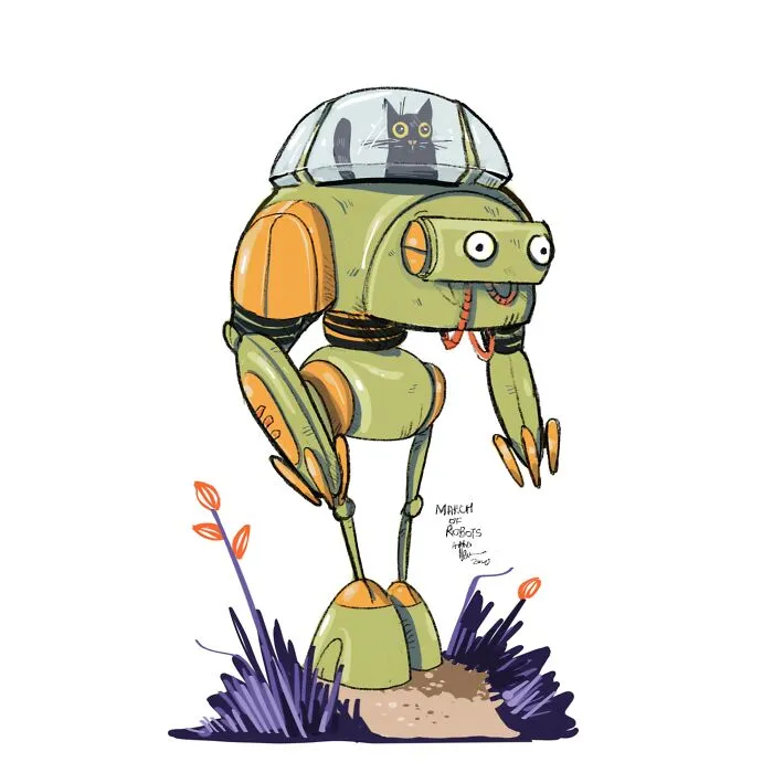 I Wanted To Step Out Of My Comfort Zone, So I Took The 'March Of Robots' Challenge (31 Drawings)