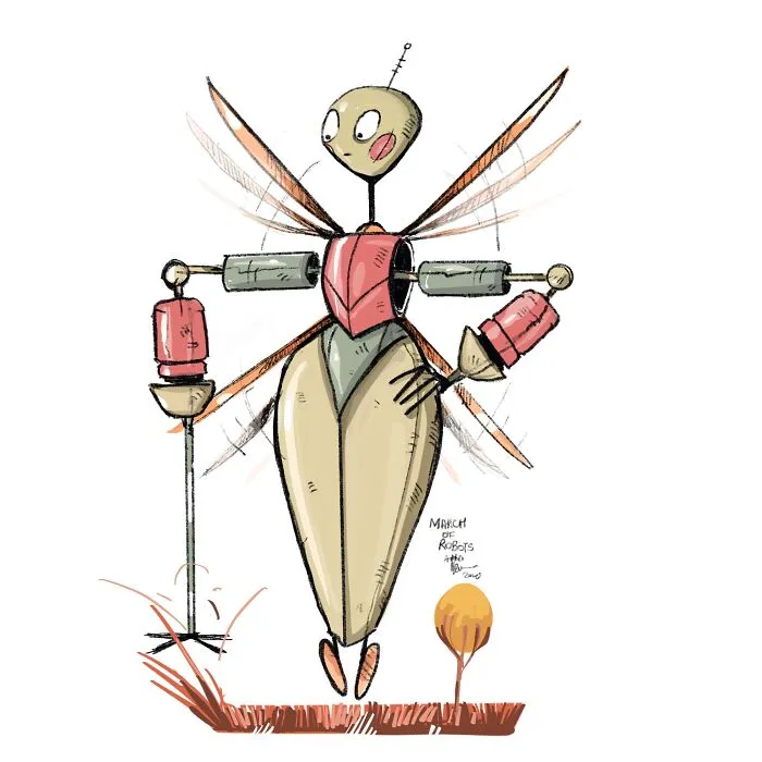 I Wanted To Step Out Of My Comfort Zone, So I Took The 'March Of Robots' Challenge (31 Drawings)