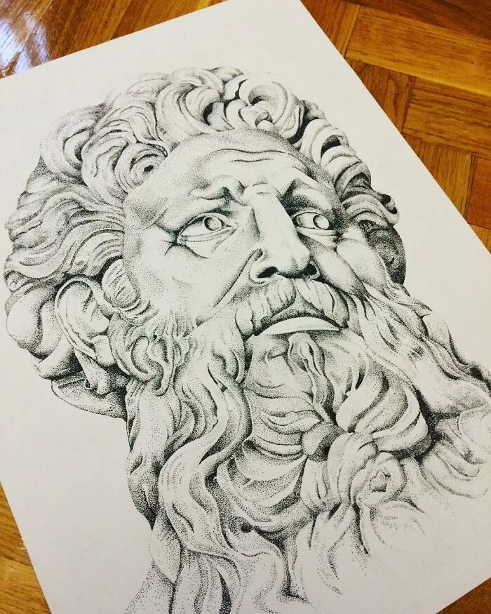 My 30 Stippling Drawings That Are Composed Of Millions Of Dots