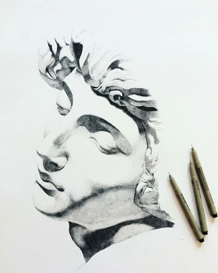 My 30 Stippling Drawings That Are Composed Of Millions Of Dots