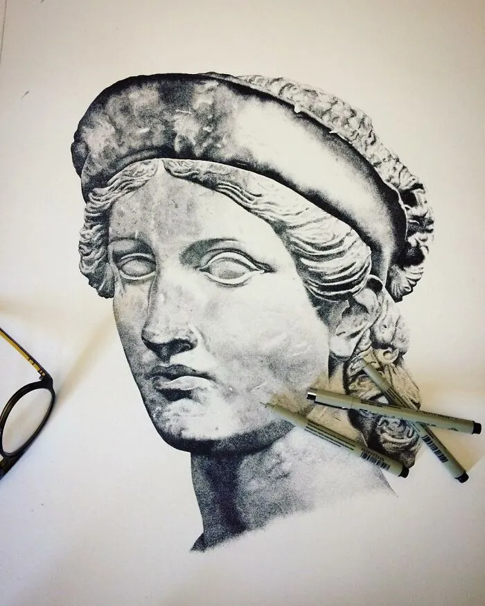 My 30 Stippling Drawings That Are Composed Of Millions Of Dots
