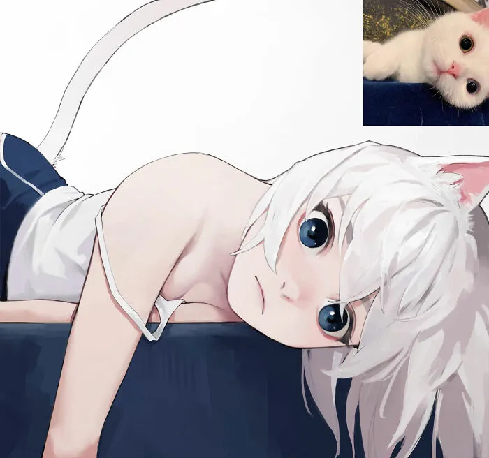 ¿Qué aspecto tendrían los gatos como chicas de anime? Este ilustrador japonés tiene la respuesta