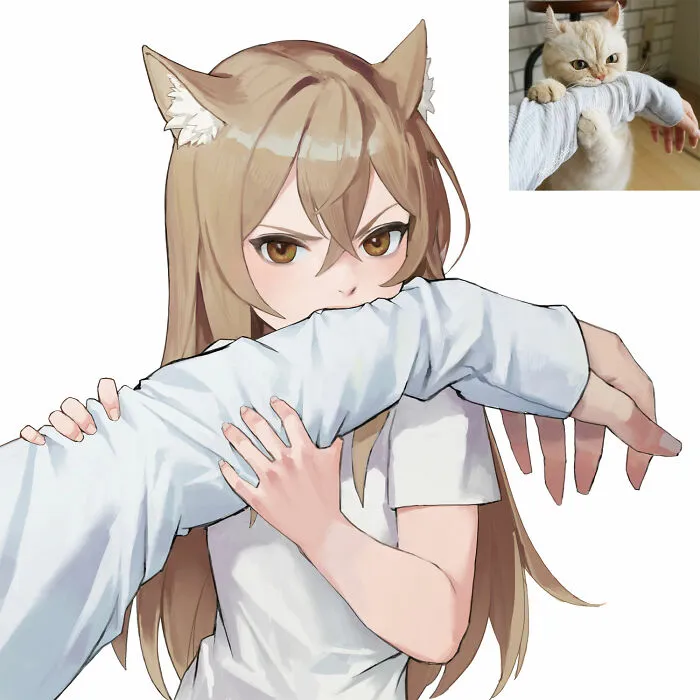 ¿Qué aspecto tendrían los gatos como chicas de anime? Este ilustrador japonés tiene la respuesta
