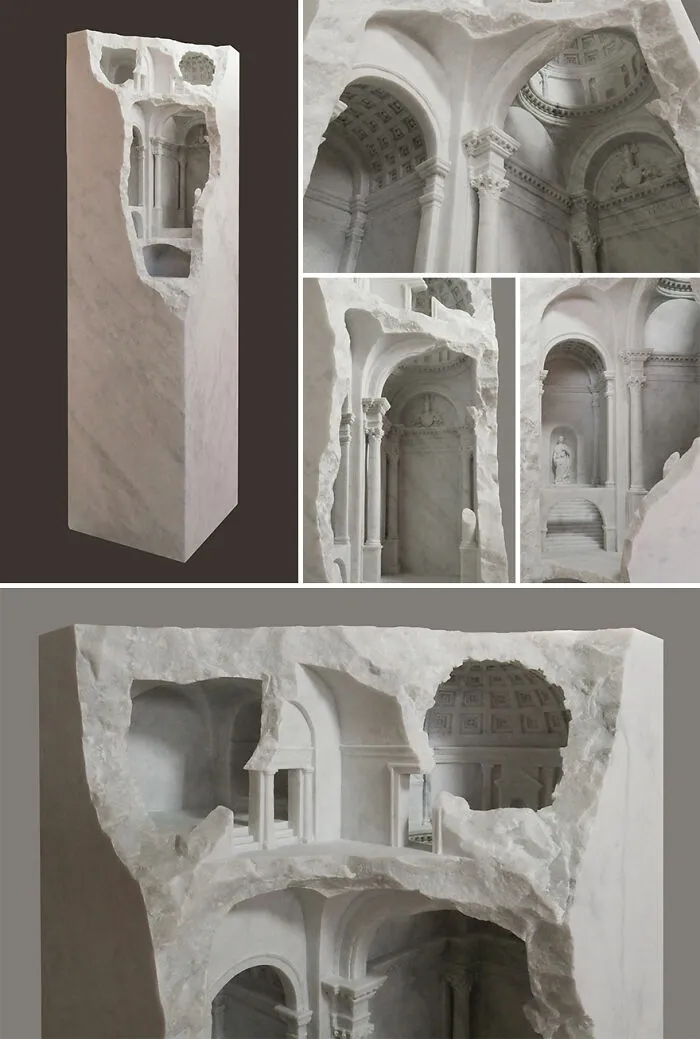 Artist Sculpts Incredible Architectural Spaces That Are Carved Into Marble And Stone (30 New Pics)