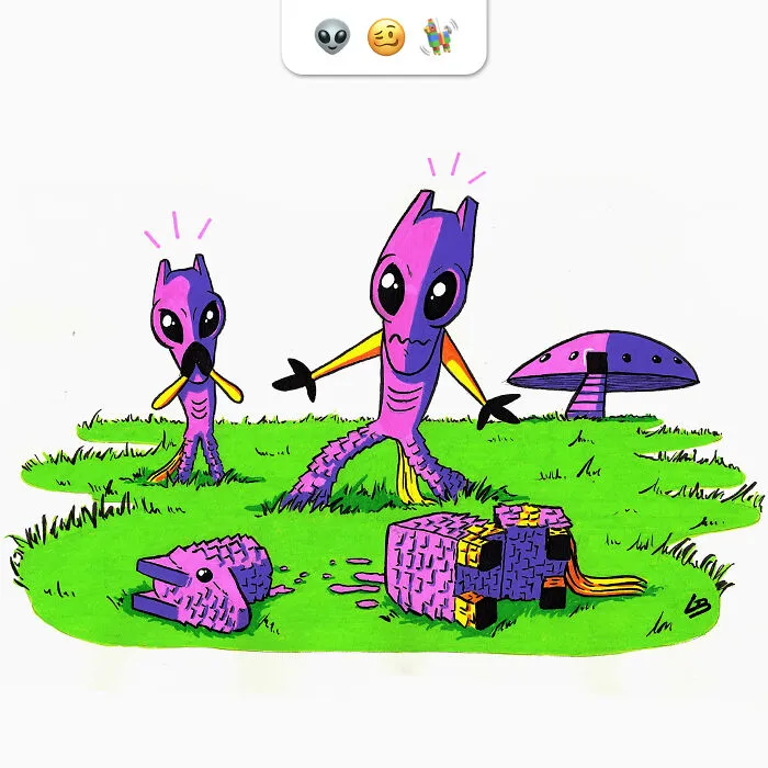 People On The Internet Have Sent Me Random Emoji Combinations And I Made Illustrations Out Of Them (34 Pics)