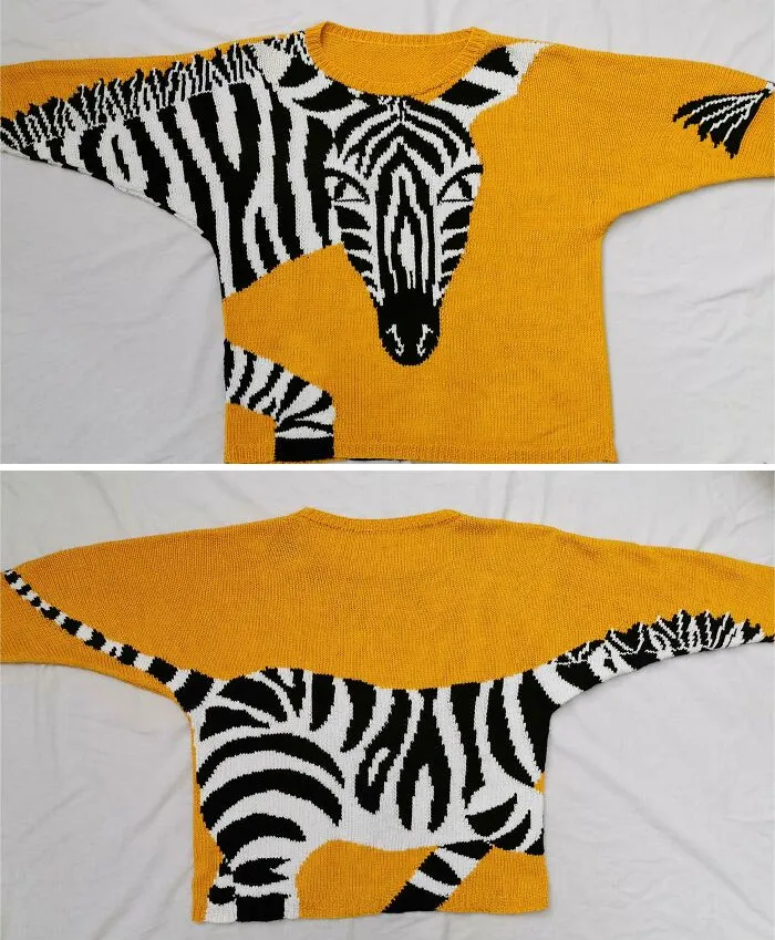 I Made This Amazing/Ridiculous Zebra Sweater From A Pattern From 1987!