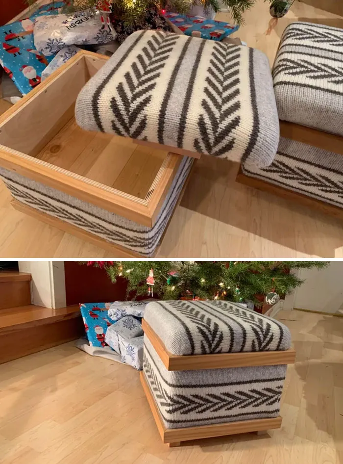 I Don’t Knit, But My Wife Is A Very Skilled Knitter. This Is Something We Made Together. One Is Trimmed In Fir, The Other In Cedar