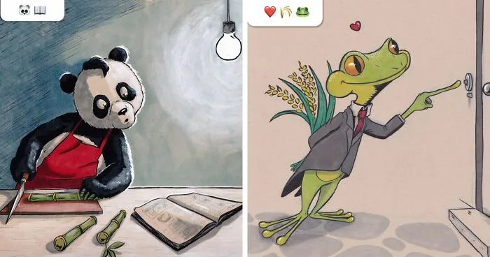People On The Internet Have Sent Me Random Emoji Combinations And I Made Illustrations Out Of Them (34 Pics)