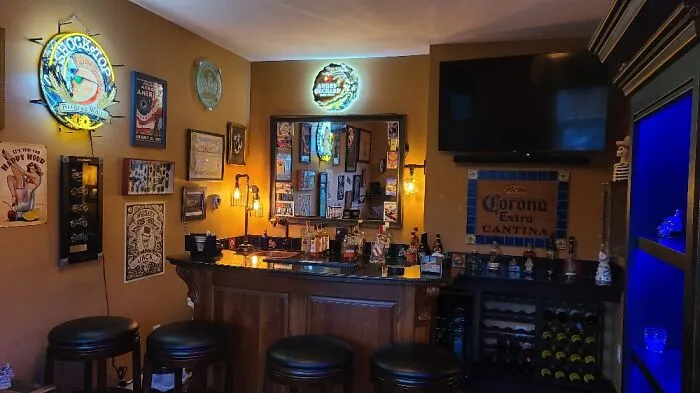 I Transformed A Downstairs Bedroom Into Our Bar...best Place To Chill