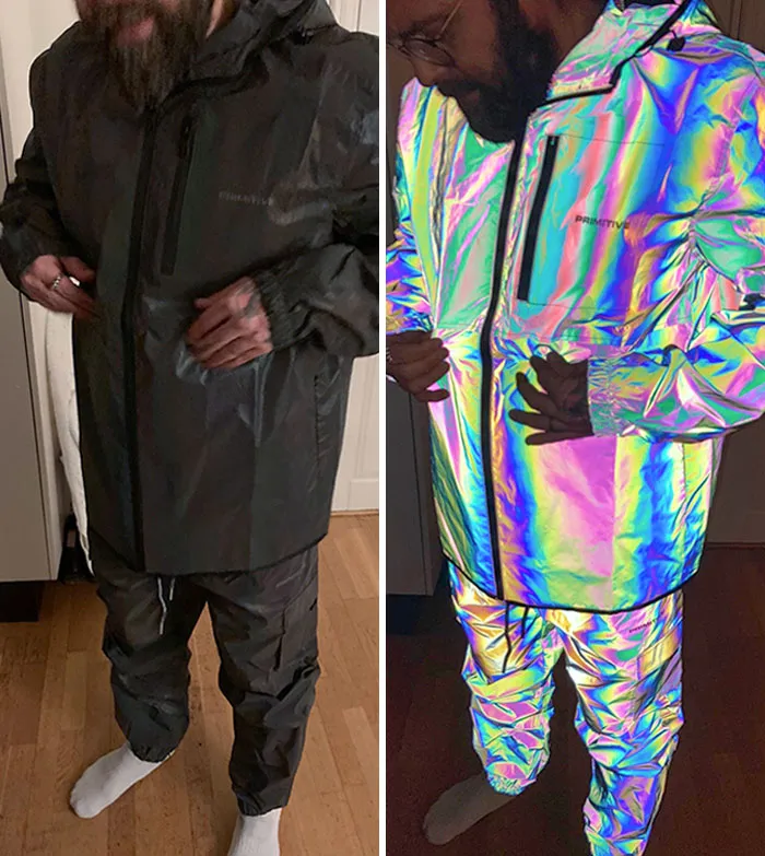 My Husband’s Fully Reflective Iridescent Rain Set