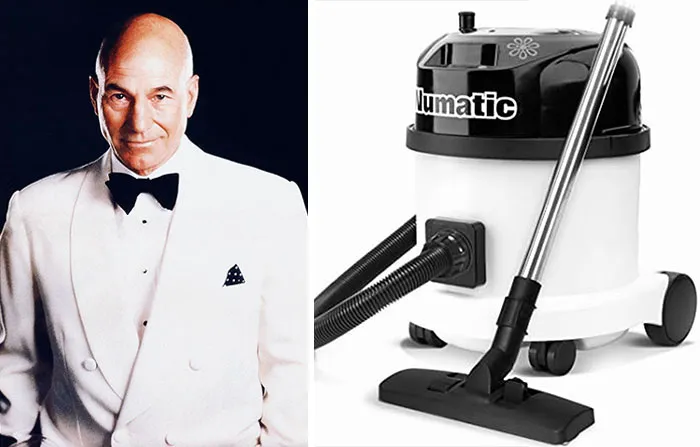 Esta tuitera pone a Sir Patrick Stewart junto a aspiradoras a juego con él, y es tan divertido como acertado (14 fotos)