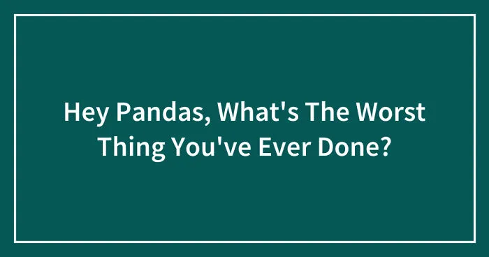 Hey Pandas, What's The Worst Thing You've Ever Done? (Closed)
