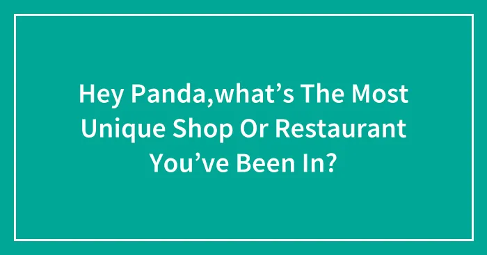 Hey Panda,what’s The Most Unique Shop Or Restaurant You’ve Been In?