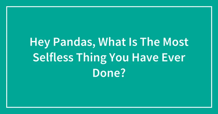 Hey Pandas, What Is The Most Selfless Thing You Have Ever Done?