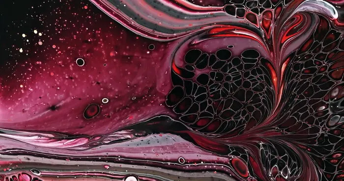"Red Galaxy": My Acrylic Pouring Tutorial With Funnel & Flip Cup With Marbles