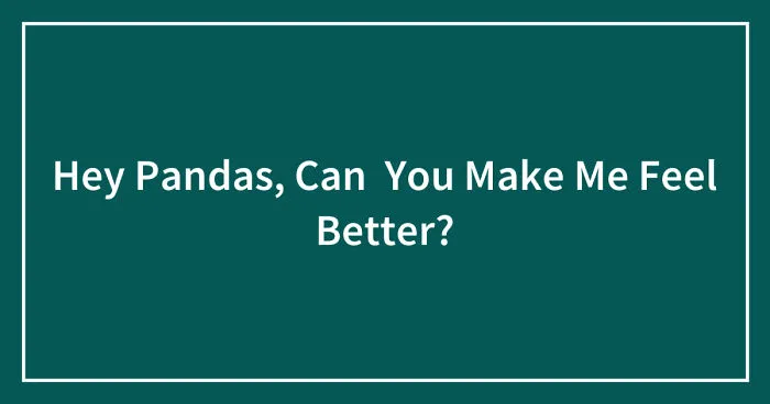 Hey Pandas, Can  You Make Me Feel Better?