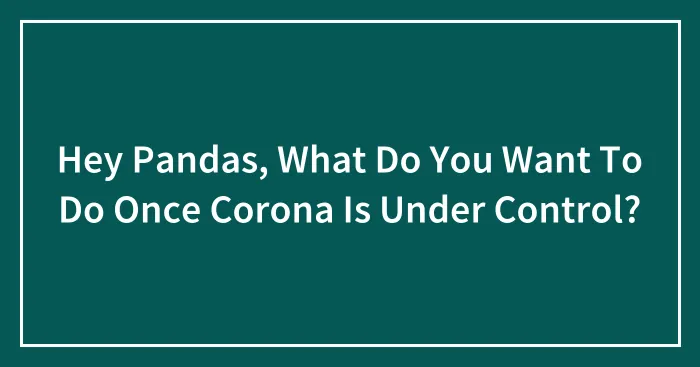Hey Pandas, What Do You Want To Do Once Corona Is Under Control? (Closed)