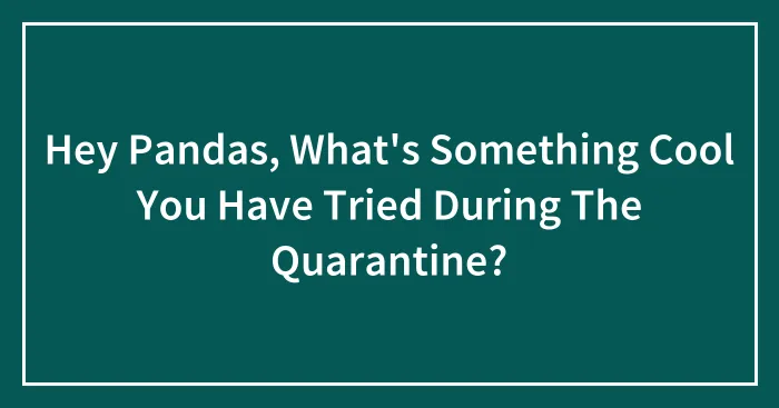 Hey Pandas, What's Something Cool You Have Tried During The Quarantine? (Closed)