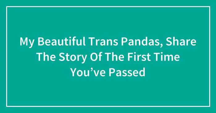 My Beautiful Trans Pandas, Share The Story Of The First Time You’ve Passed (Closed)