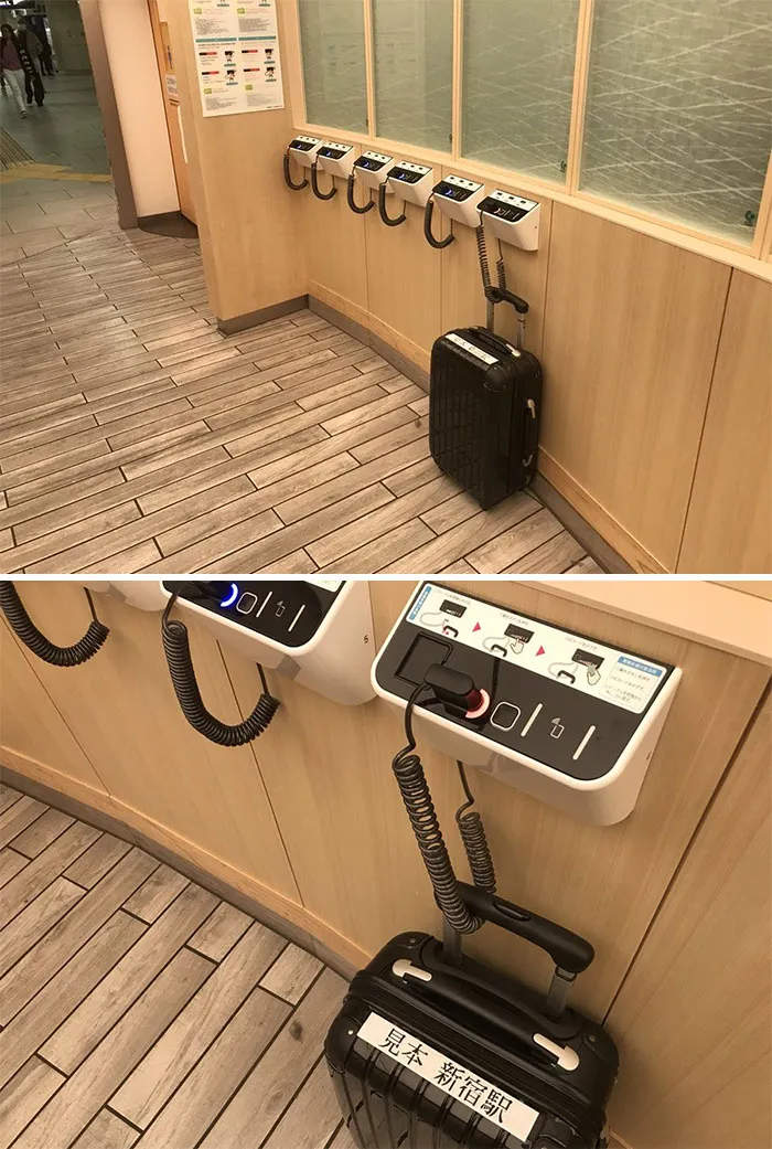 Anti-Theft System For Bags I Found In The Space In Front Of The Toilet At Shinjuku Station This Week And I Really Like It
