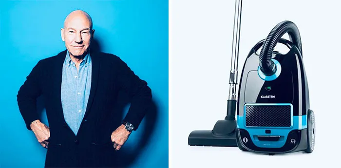 Esta tuitera pone a Sir Patrick Stewart junto a aspiradoras a juego con él, y es tan divertido como acertado (14 fotos)