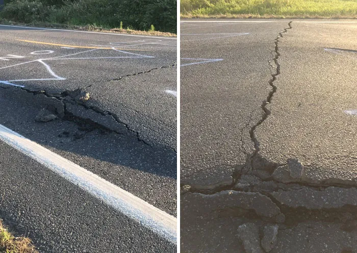 La ruta estatal 544, puesto kilométrico 7, cerca de Everson, Washington, está actualmente cerrada. La calzada de asfalto se está doblando y no es segura para viajar