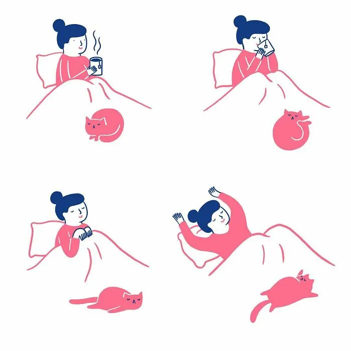 Artist Expresses Her Love For Cats And Dogs In Adorable Minimalist Illustrations (36 Pics)