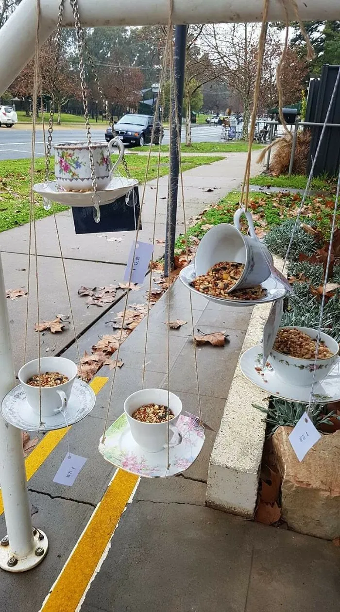 Teacup Birdfeeders Made By Me