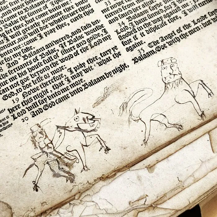 Found This Wonderful 17th Century Doodle Inside A Bible I'm Restoring