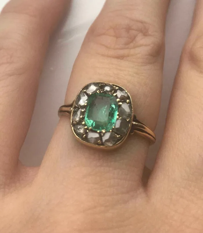 Late Georgian 18ct Gold Emerald And Diamond Ring
