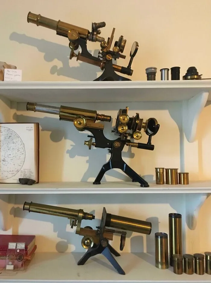 Three Early 20th Century English Microscopes In My Collection. Not Much Practical Use Out Of Them, But They Do Look Good!
