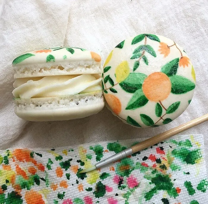 Hand Painted Citrus Macarons