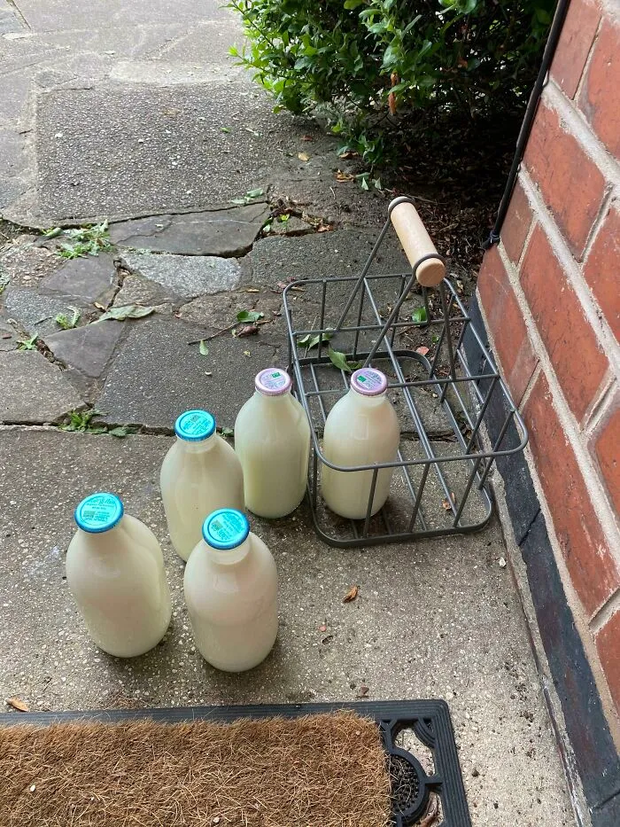 Nuestro nuevo lechero no pone las botellas de leche en el contenedor después de sacar las vacías. Un comportamiento absolutamente bárbaro