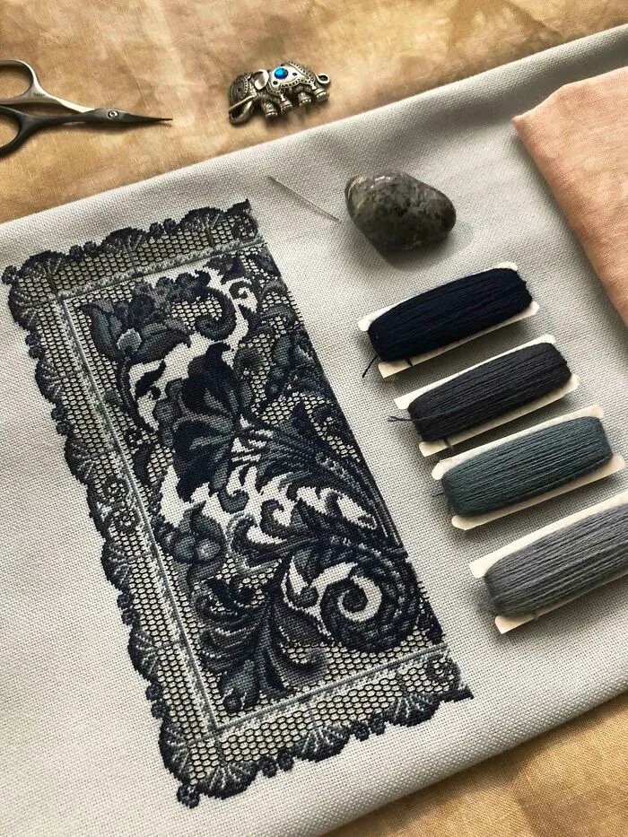 Half Way Down, "Spanish Lace" By Riolis. Stitched 1 Over 1 On Monaco