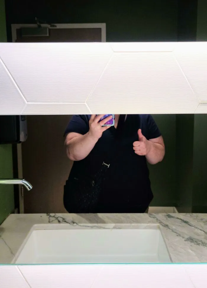 Restaurant Bathroom: One Mirror Panel On Top, One On The Bottom...no Way To See Myself In Between
