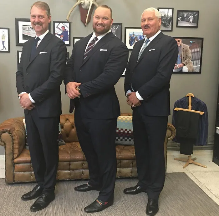 "The Mountain" From Game Of Thrones (Actor Hafþór Júlíus Björnsson) Is 6'8, 430lbs, Seen Here With His Father And Grandfather