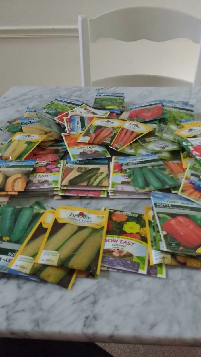 Aquí un empleado de Lowe's: Mi gerente me dijo que tirara las bolsas de semillas porque necesitábamos espacio para otros productos. Negocié un precio y conseguí cada una por 3-5 centavos. El precio regular es de 1.09$-2.49$ por 269 bolsas para un precio de venta de 646.59$. Pagué 5.40$