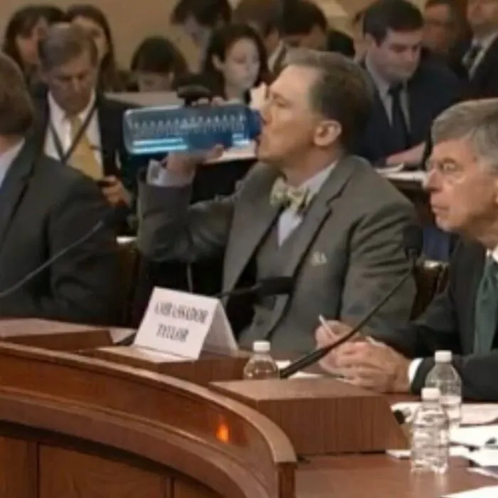 George Kent Using His Own 64oz Nalgene Bottle Instead Of The Single Use Plastic Bottles Provided At The Impeachment Hearing Today