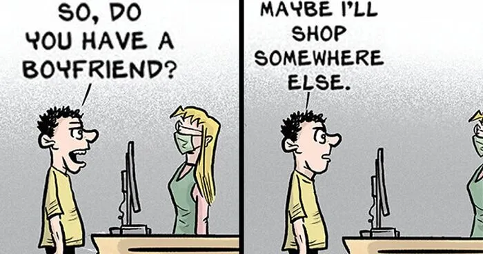 Artist's 30 Funny Comics That Focus Attention On Everyday Conversations And A Job In Retail