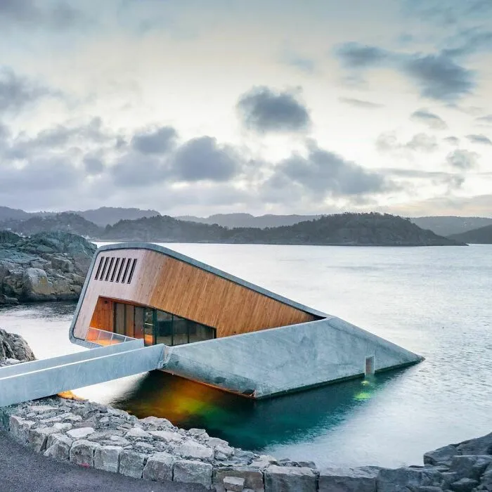 Norwegian Restaurant Under, Half-Sunken Into The Sea