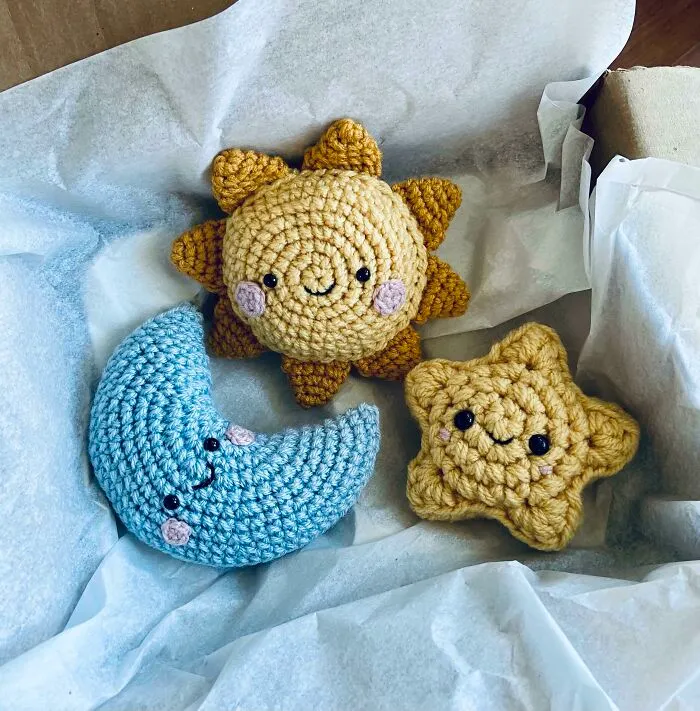 ¡Acabo de terminar estos como un encargo! Creo que son adorables y me dan alegría