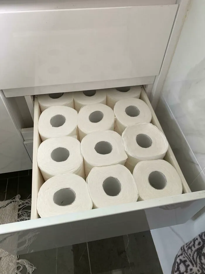 My 5yr Old Refilled The Toilet Paper Drawer For Me. I Have Never Even Tried To Fit This Many In. I Need Some But I Don’t Want To Take One Out..