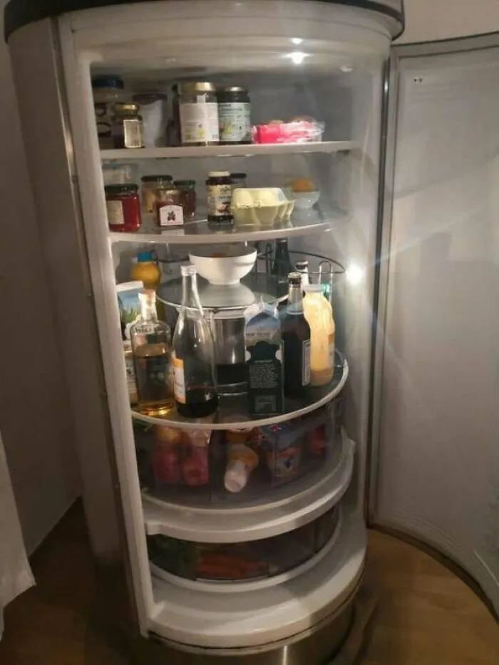 Refrigerator With A Lazy Susan Built In