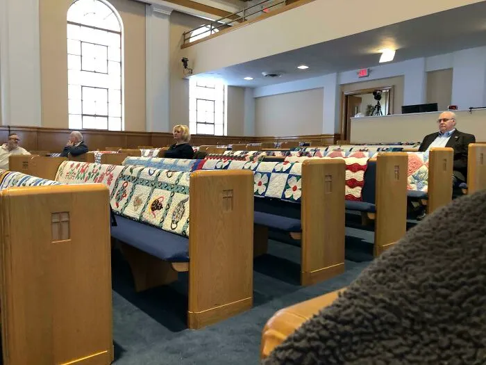 My Aunt’s Hand Stitched Quilts Displayed At Her Funeral Today